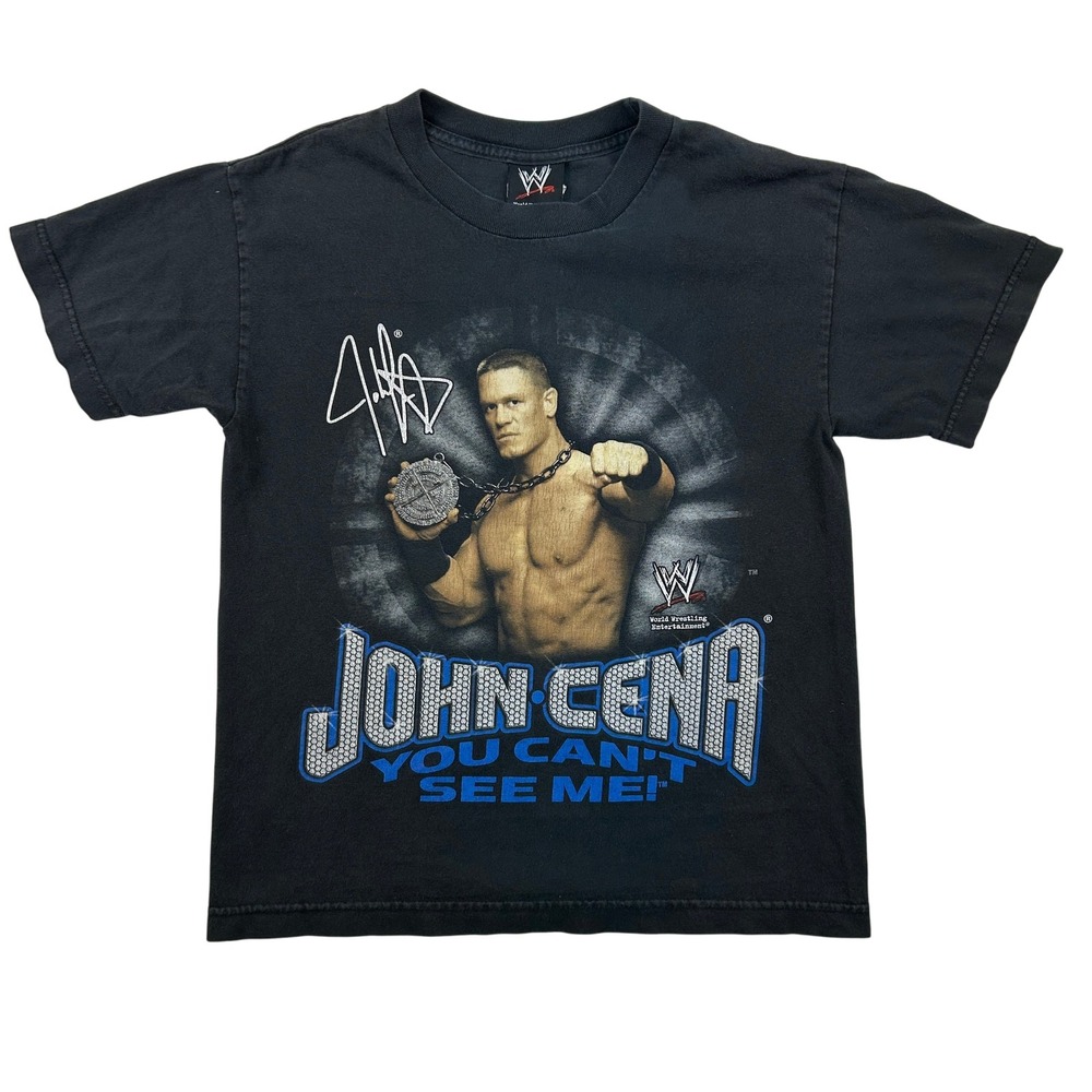 Vintage John Cena‎ Shirt Youth Large Mens Small WWE Wrestling Y2K 2000s Black